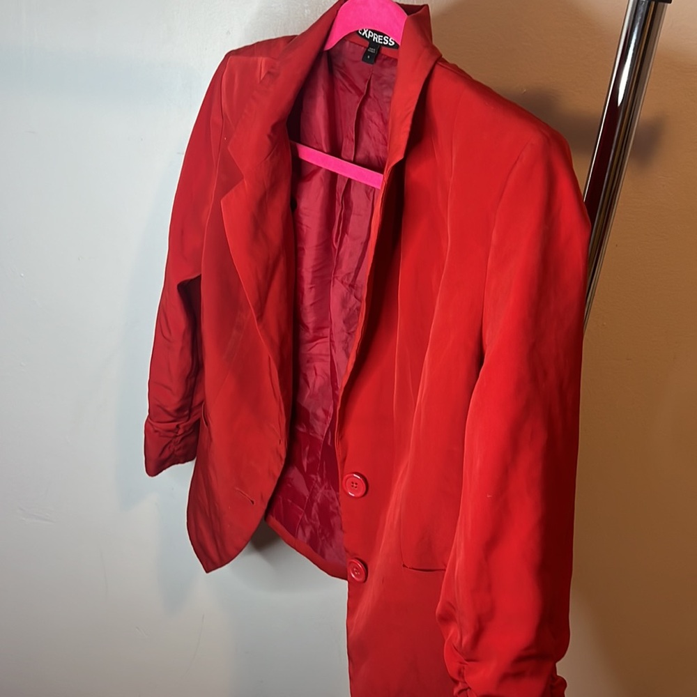 Express Red Button Up Blazer - image 7